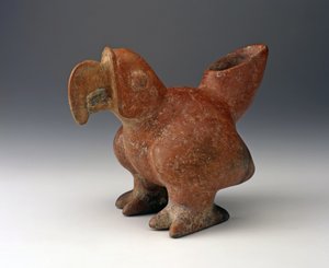 Parrot Effigy Vessel、紀元前200年頃-紀元前300年（赤いスリップペイントのセラミック）